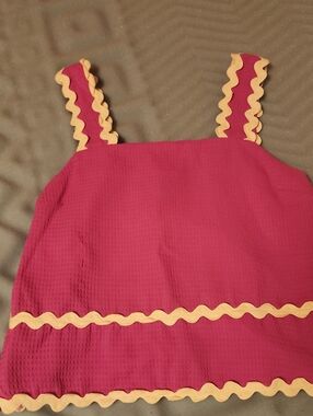 Pink Wavy-Trim Tank Top with White Rickrack